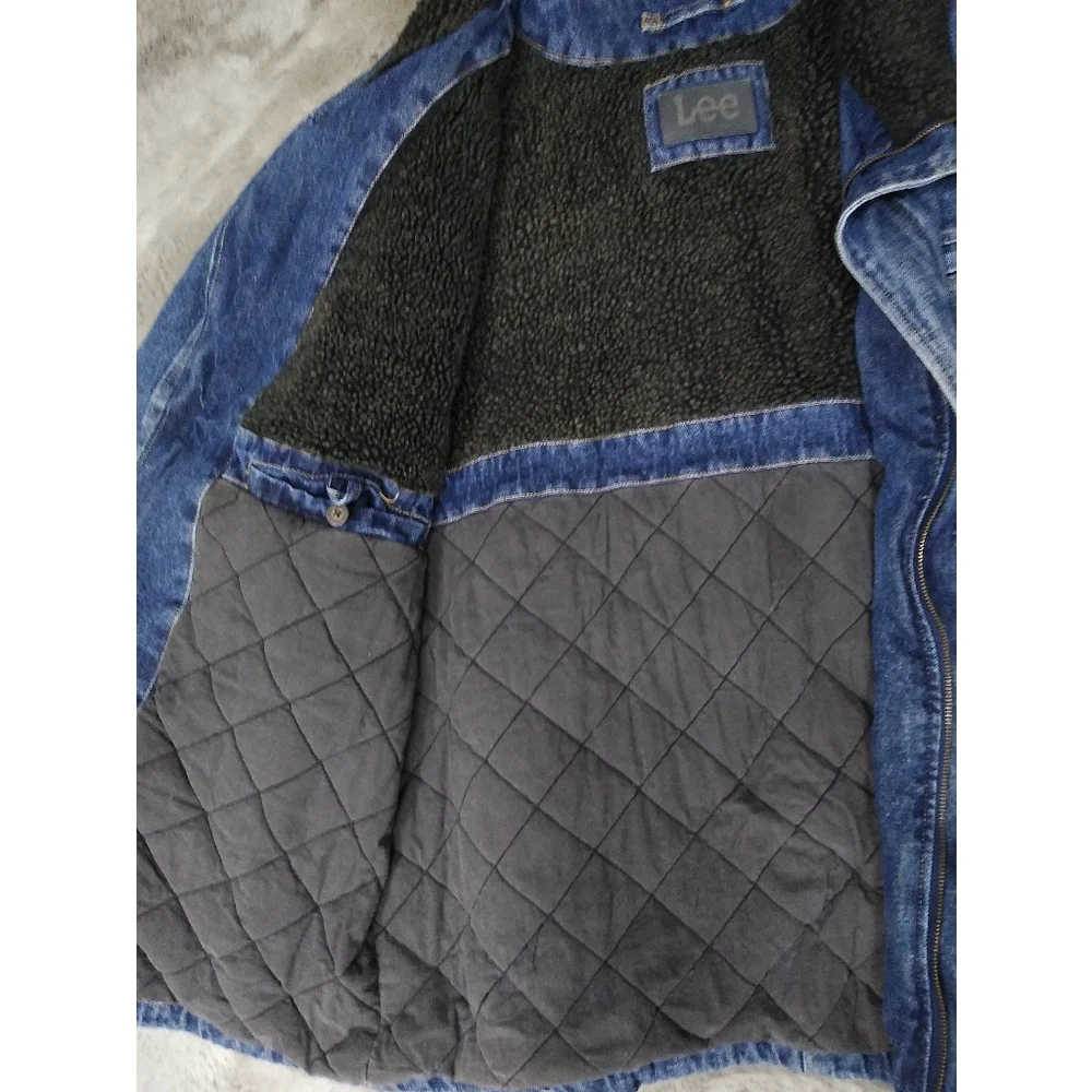 Vintage Lee Sherpa Quilt Lined Oversized Denim Jacket XL - Picture 5 of 7